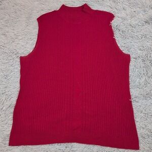 Dressbarn Sweater Vest Womens 3X Sleeveless Ribbed Soft Stretch Preppy